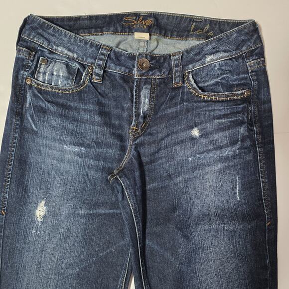 Silver Jeans Womens 30 Boot Cut Low Rise Dark Wash Denim Stretch Lola 30 x 33 - Picture 3 of 11